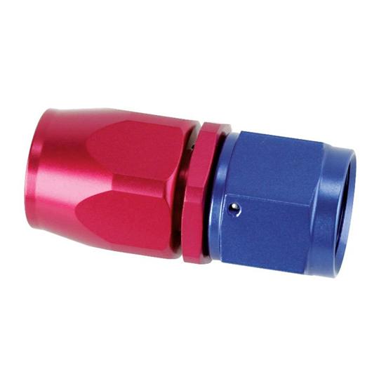 Full Flow Swivel Hose End Fitting, Straight, Red/Blue, -6 AN